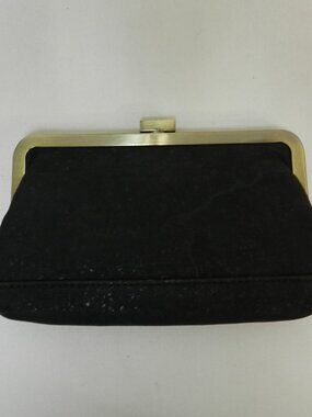 La Flore France Handmade Cork Skin Brass black wallet clutch purse make up bag